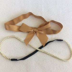🎃2 Stretchy White and Gold Headbands